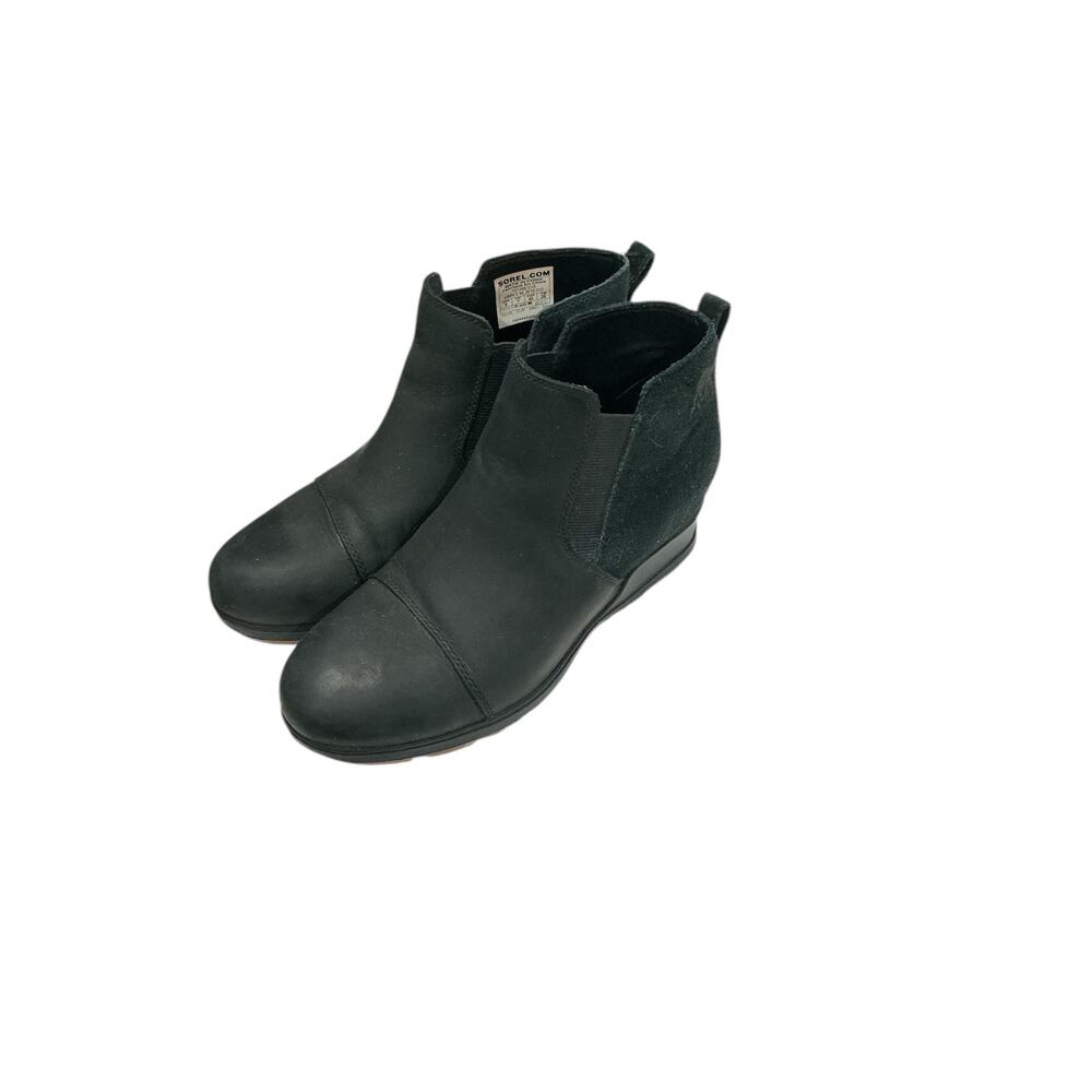 Sorel Women's Cate Chelsea Boots, Black Leather & Suede, Size 9